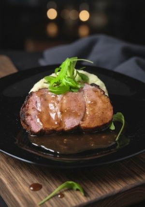 Una foto de Lomo de cerdo en salsa de cerveza y miel