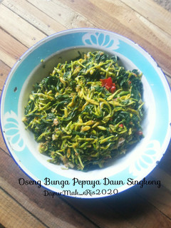 Foto resep Oseng Bunga Pepaya Daun Singkong