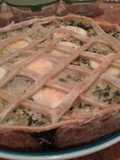 Quiche o tartaleta enrejada de acelga, alcachofa y quesillo