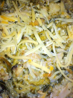 A picture of Chicken and broccoli dinner with stuffing.