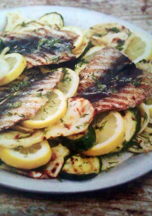A picture of butterfly sardines with lemony fennel salad..