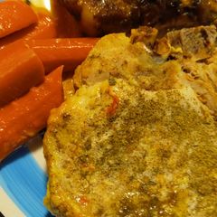 A picture of Roasted Carrots and Sage Porkchops.