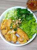 Bún Chả Giò (Vietnamese Noodle Salad with Shrimp & Potato Egg Rolls)
