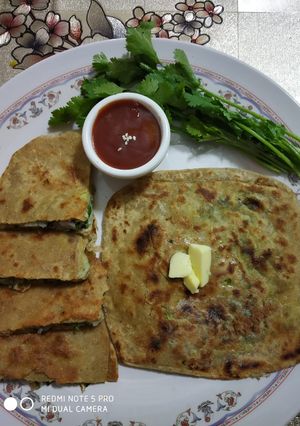 A picture of Egg stuffed Parantha.