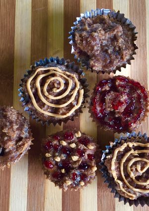 A picture of Eggless Peanut Butter and Jelly Whole Wheat Bread Pudding.