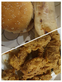 A picture of Crispy chicken with paratha and burger.