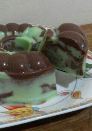Foto resep Puding Marmer Roti Tawar Cokelat Pandan