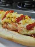 Perrito🌭caliente con jamón🥯y ensalada🥓🥯🧀🧅🍎🥕
