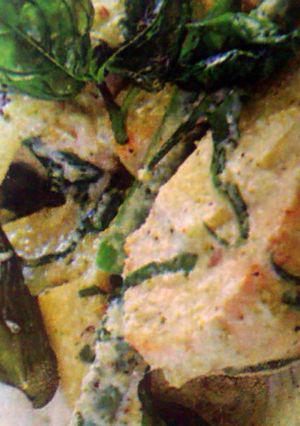 A picture of Green chicken curry.