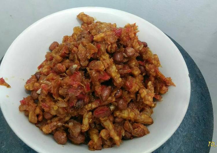 Resep Balado tempe mix udang rebon kacang oleh ayu 