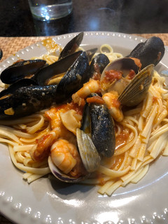 A picture of Frutos do Mar over Linguini.