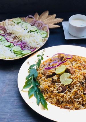 A picture of Karachi special beef biryani.