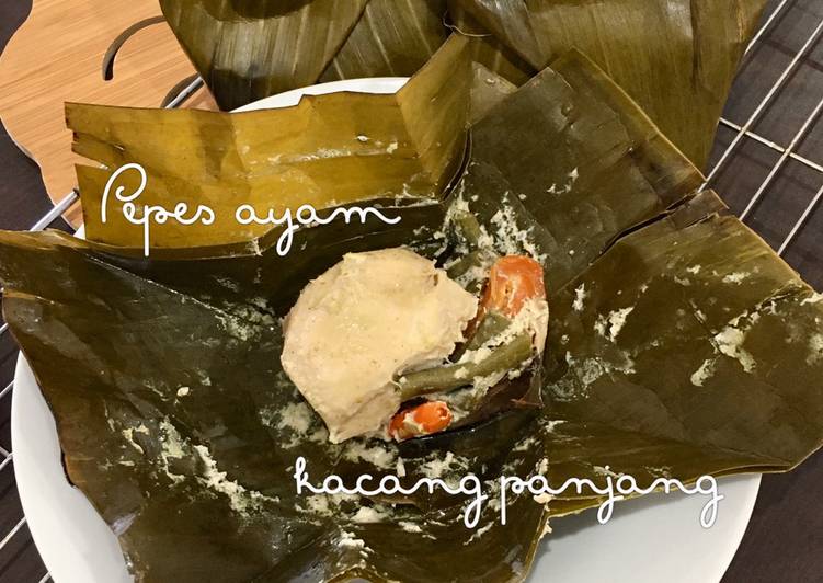Pepes ayam kacang panjang