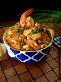 Butter Garlic prawn with Schezwan fried rice