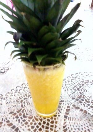 A picture of skull damage pineapple mango mocktails.