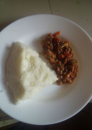 A picture of Fish Fillet with Ugali.