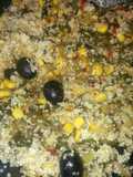 Cus Cus en mezcla de puerro y aceitunas negras (vegano)
