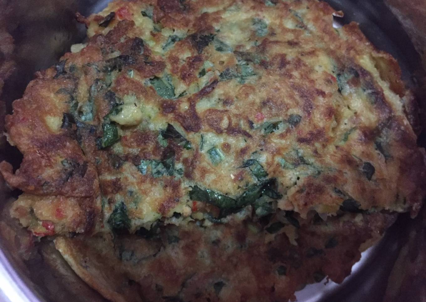 Omelette Bayam Tuna Spicy (Menu Diet with Olive Oil)
