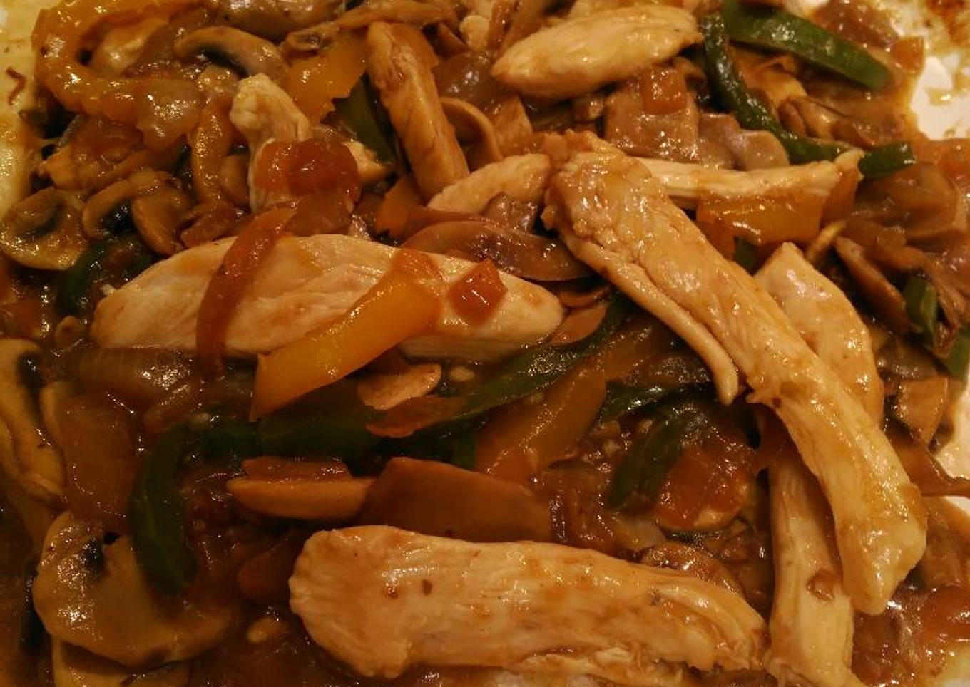 Pollo con verduras en salsa de ostras