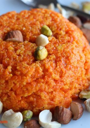 A picture of Gajar Ka Halwa/Carrot Halwa/Carrot Fudge.