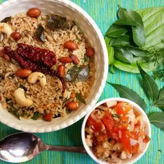 A picture of The 4-Leaves South Indian Rice with salad.