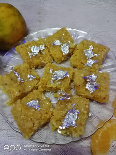 A picture of Orange coconut burfi.