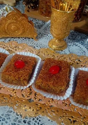 صورة لوصفة بسبوسة بالقطايف