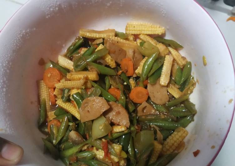 Tumis putren buncis pedas asam manis