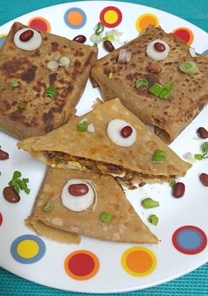 A picture of Rajma Paneer Bharwa (stuffed) Paratha.