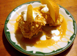 A picture of Carmel Frosted Flake Vanilla Ice Cream.