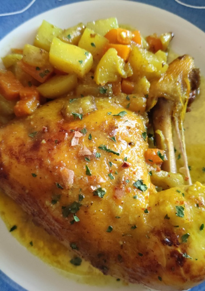Una foto de Pollo Asado con Curry y Cúrcuma