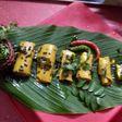Leftover kadi khandvi