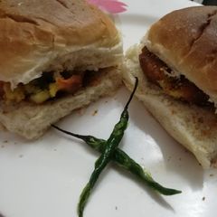 Indian burger or vada pav A picture of Indian burger or vada pav.