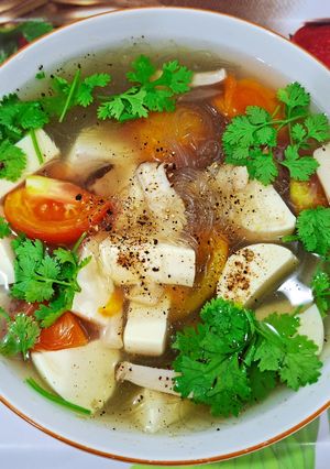 Hình của món Canh Miến Dong Đậu Hũ Non.