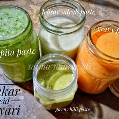 Papita,garlic ginger,greenchillies and gravy paste A picture of Papita,garlic ginger,greenchillies and gravy paste.