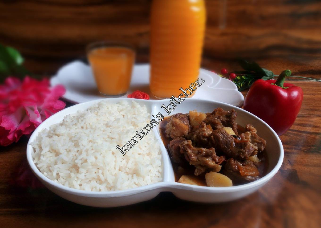 White rice and lamb peppersoup