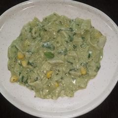 A picture of Pesto pasta.