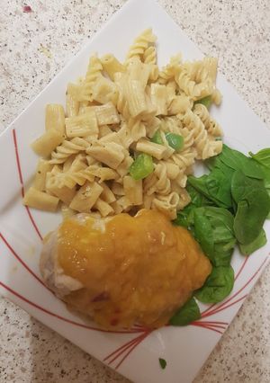 A picture of My Chicken, Caramelised onion & Mango sauce.