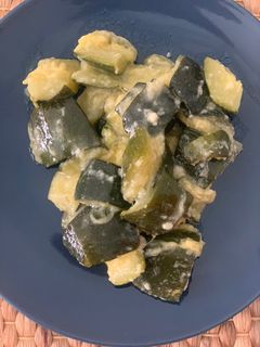 Una foto de Guarnición de calabacín con Thermomix