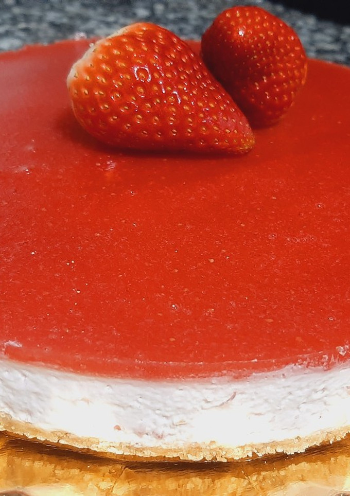 Una foto de Tarta fría de fresas
