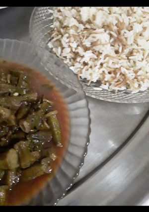 صورة لوصفة بامية ورز 👌
