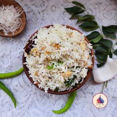 A picture of Coconut Rice (Thengai Sadam).