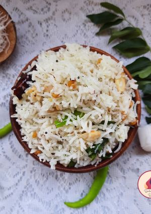 A picture of Coconut Rice (Thengai Sadam).