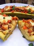 Zucchine ripiene di pollo,verdure e formaggio-Zucchini relleno de vegetales Pollo y Queso