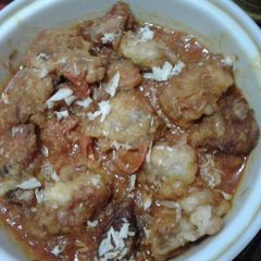 A picture of Red nutty chicken.