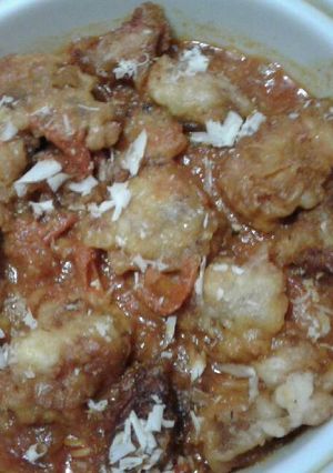 A picture of Red nutty chicken.