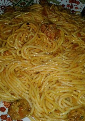 صورة لوصفة سباغيتي بالكفتة 😋😋