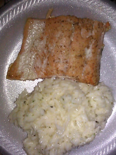 A picture of Salmon With Cream Rice.