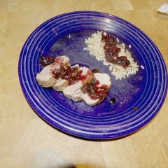 A picture of Sous Vide Pork Tenderloin with Cherry Sauce.