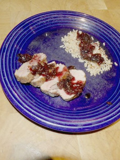 A picture of Sous Vide Pork Tenderloin with Cherry Sauce.